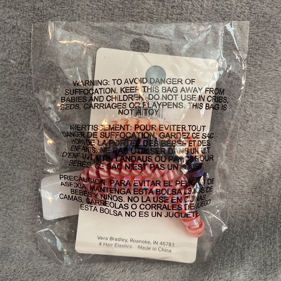 🎉HOST PICK🩷VERA BRADLEY🩷Rain Forest Lily Coral Set of 4 Spiral Hair Elastics/NWT - Picture 3 of 4